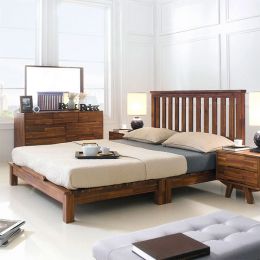 Coco-Q Bed Queen Bed  (Acacia 원목) 