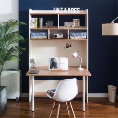  Leaders-10-Oak  Desk w/ Bookcase  (23t Top)  