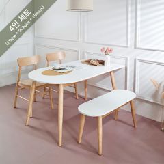 Isla-Half-Oval Dining Set (1 Table + 2 Chairs + 1 Bench)