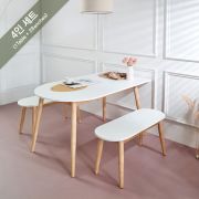 Isla-Half-Oval Dining Set (1 Table + 2 Benches)